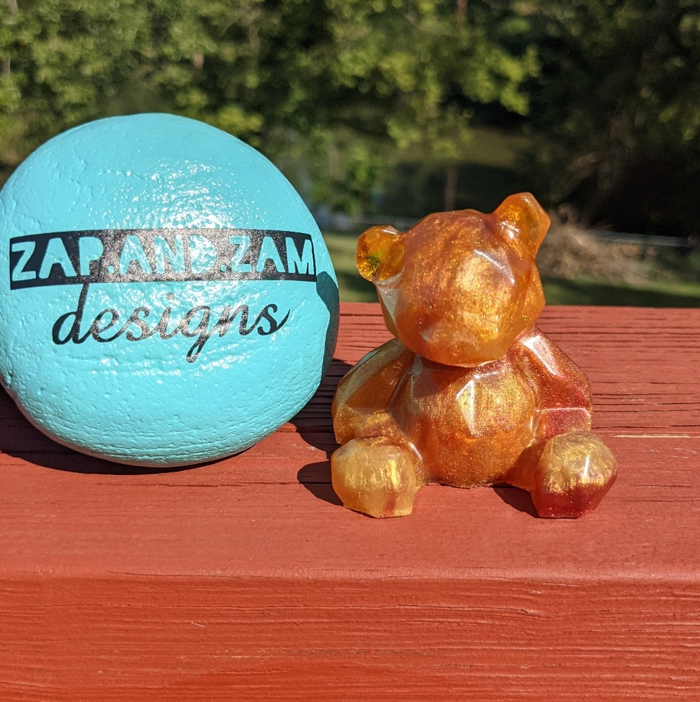 Teddy Bear Resin Art Orange Beautiful Cute Handmade Gift Bears Unique Gifts - Picture 8 of 10